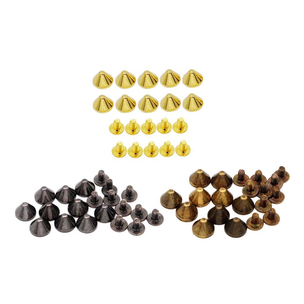 3-5pack 10 Pieces Alloy Conic Rivets for Sewing Accessories Golden