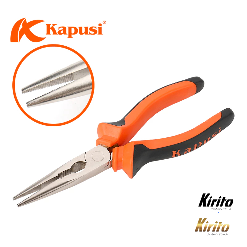 Kìm nhọn Kapusi Japan cỡ 7 inch chính hãng chất liệu thép CRV không gỉ siêu cứng siêu bền