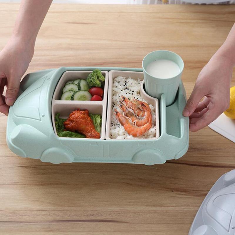 Sợi Tre Cho Ăn Món Ăn Trẻ Em Bộ Đồ Ăn Cho Bé Sáng Tạo Đĩa Dùng Tiệc Hoạt Hình Tách Dĩa Tập Bộ 3 Thìa Ăn Uống
