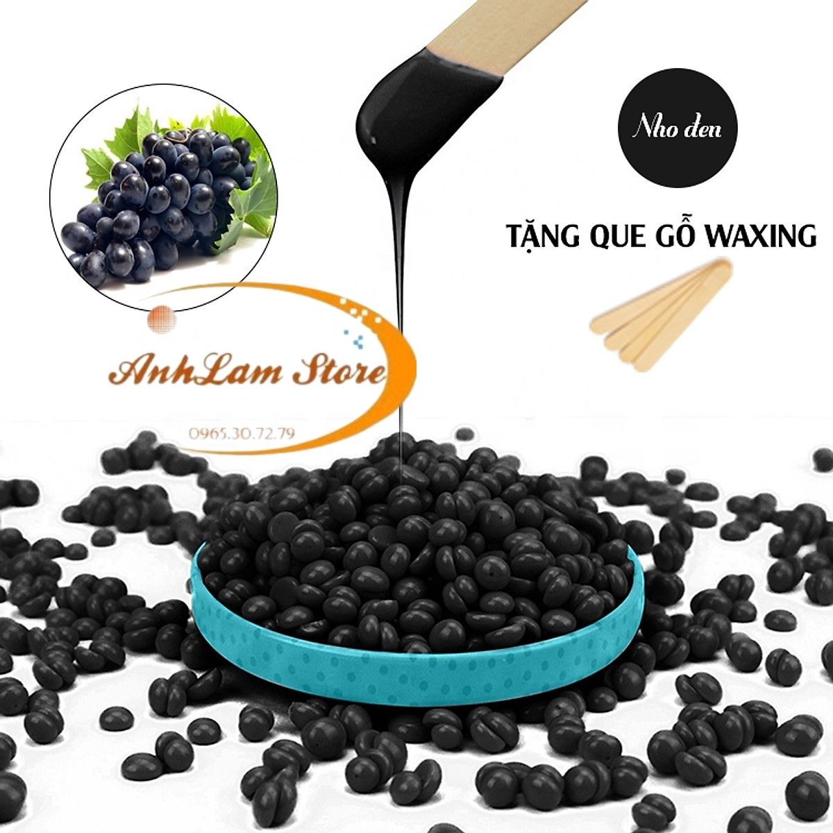 SÁP WAX TẨY LÔNG NÓNG CAO CẤP ANHLAM Giúp Da Láng Mịn, An Toàn, Lành Tính, Không Đau - Phù hợp mọi loại da, Hiệu quả wax tẩy lông nách, wax tẩy lông vùng kín, bikini, wax lông tại nhà, tẩy da chết - Tặng que gỗ