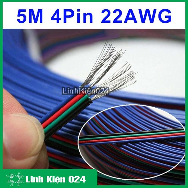 Dây Điện Dẹt 4 Màu Khác Nhau Cho Đèn LED RGB 4 pin 22AWG