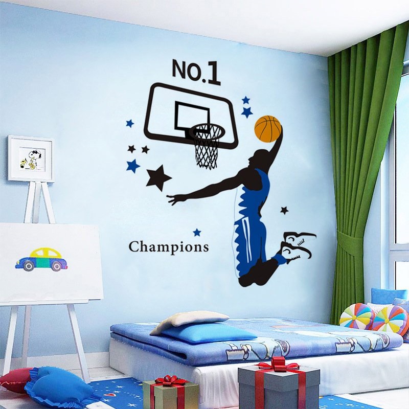 Decal dán tường bóng rổ Champions