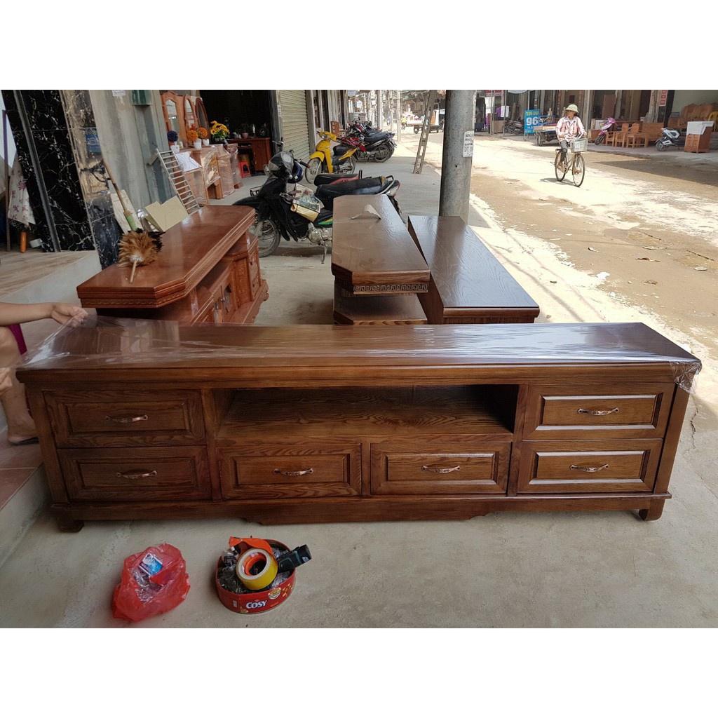 Kệ tivi gỗ Sồi Nga mặt Phẳng từ 1m8 đến 2m4