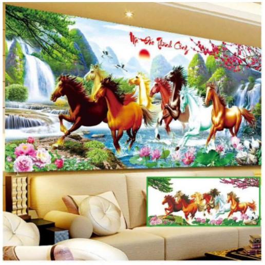 Tranh Đính Đá MÃ ĐÁO THÀNH CÔNG . Kích Thước: 1m2 x 54cm - 1m6 x 70cm - 2m x 85cm