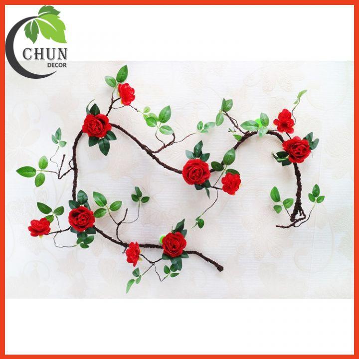 Dây hoa Hồng leo giả - Nhiều màu sắc – Dài 1m8 –Thân lõi thép dễ uốn decor theo ý thích - Cây giả, hoa lụa trang trí DIY