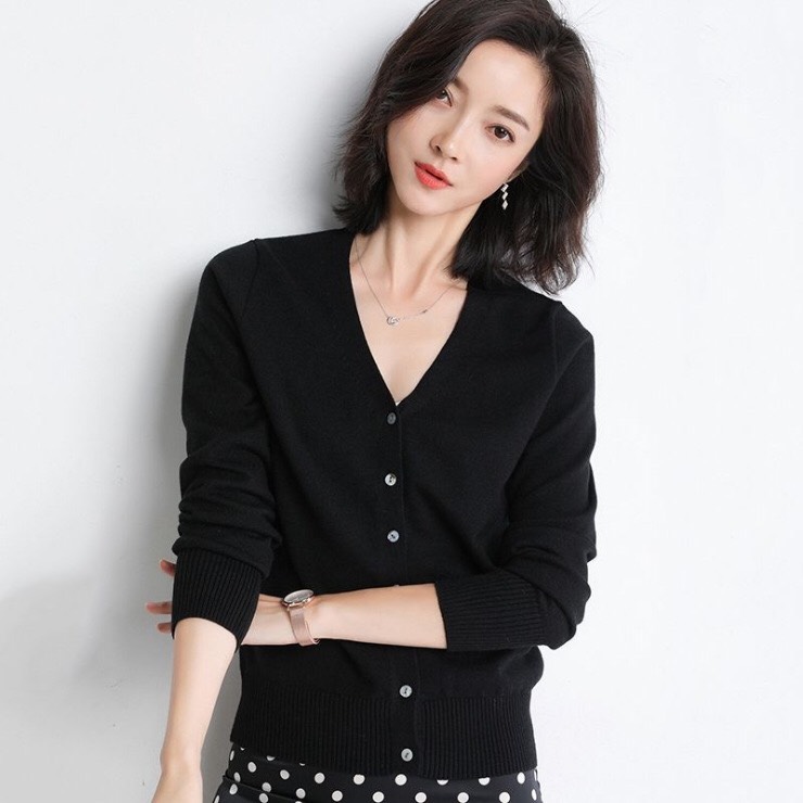 Áo Khoác Len Cardigan Nữ Kiểu Dáng Basic, Chất Len Mềm Mịn Siêu Đẹp - Tặng 1 cột tóc quả bơ