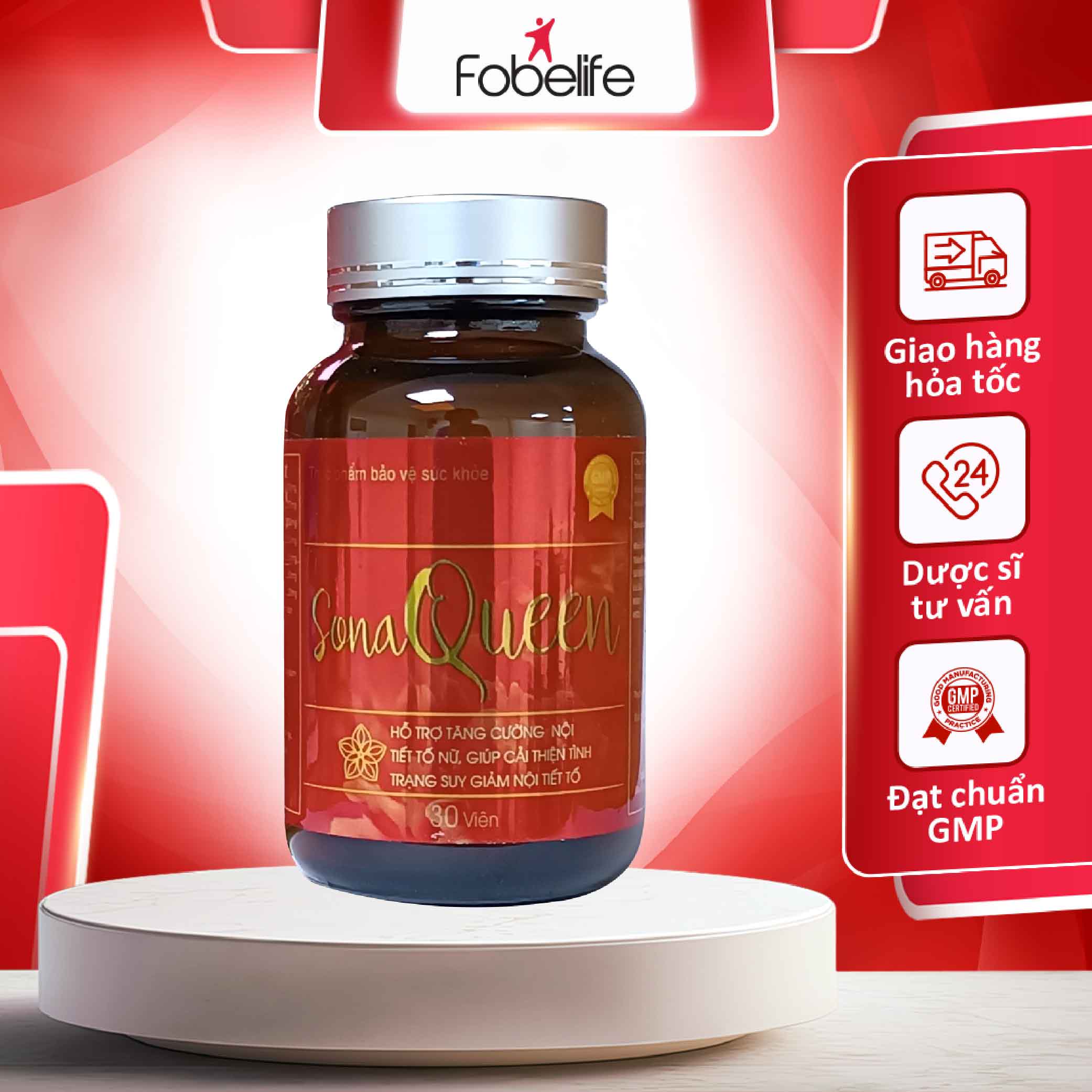 Viên Uống Hỗ Trợ Tăng Cường Nội Tiết Tố Nữ Thời Kỳ Tiền Mãn Kinh Mãn Kinh Sona Queen - Lọ 30 viên