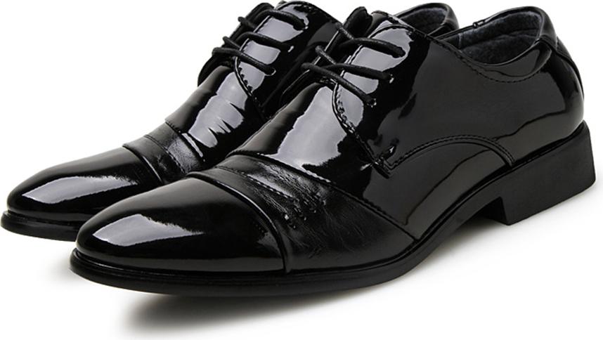 Men's British Business Pointed Leather Shoes Lace Up Dress Wedding Shoes