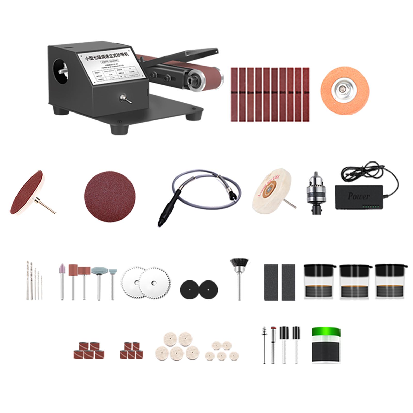 250W Máy chà nhám đai mini dọc và ngang Máy chà nhám điện Máy đánh bóng Máy mài Máy mài đai cát nhỏ Điều chỉnh 7 tốc độ với 10 đai chà nhám để đánh bóng kim loại acrylic gỗ