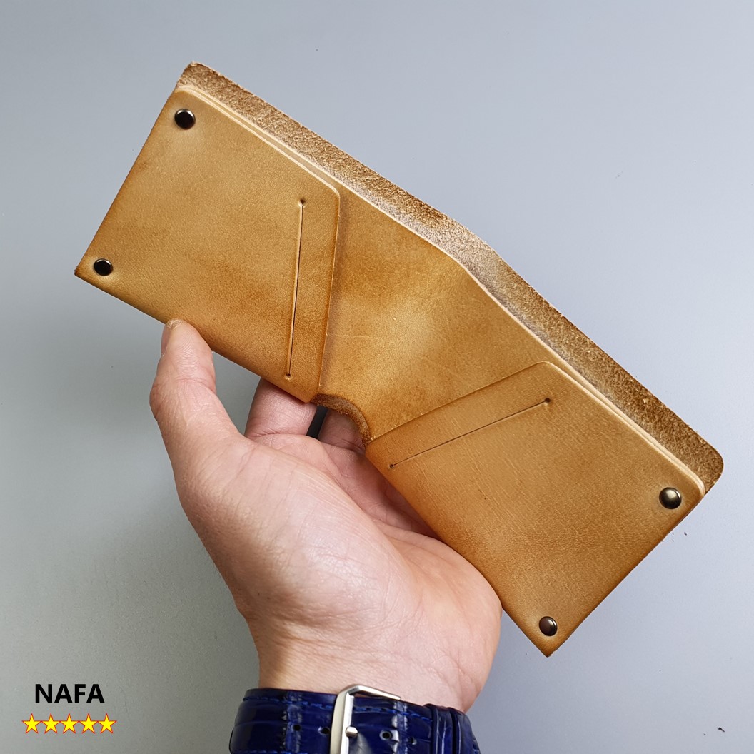 Ví nam da bò, ví handmade da nhuộm thủ công NAFA WS110 thời trang tinh tế – Màu Vàng bò