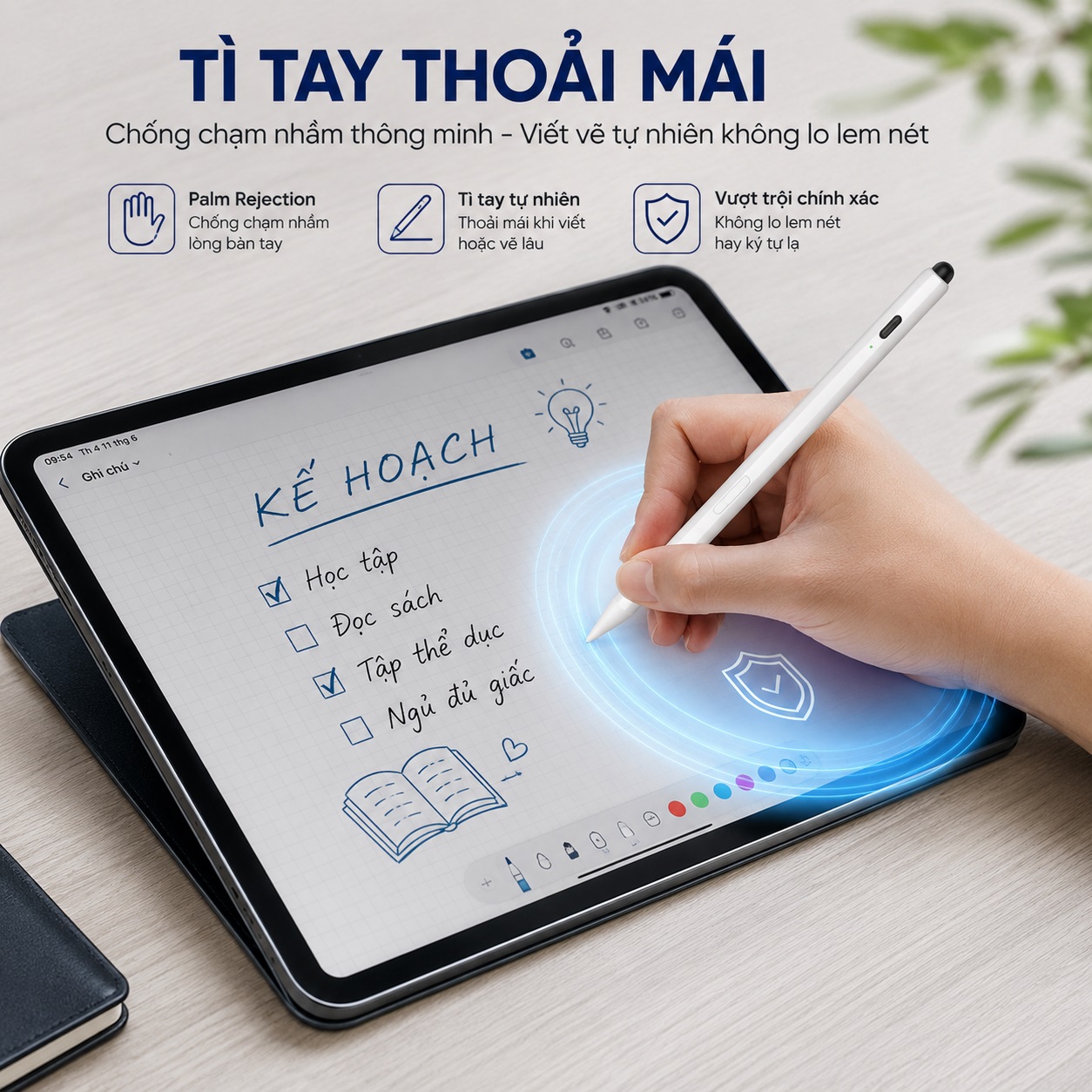 Bút cảm ứng styplus hỗ trợ tì tay cảm ứng lực nghiêng WIWU Pencil S-04 cho iPad iPhone Androids Pro 11 13 Air 10.9 - Hệ Thống Kép iOS Android, Magnetic | Pixel Perfect | Sạc Type-C - Hàng nhập khẩu