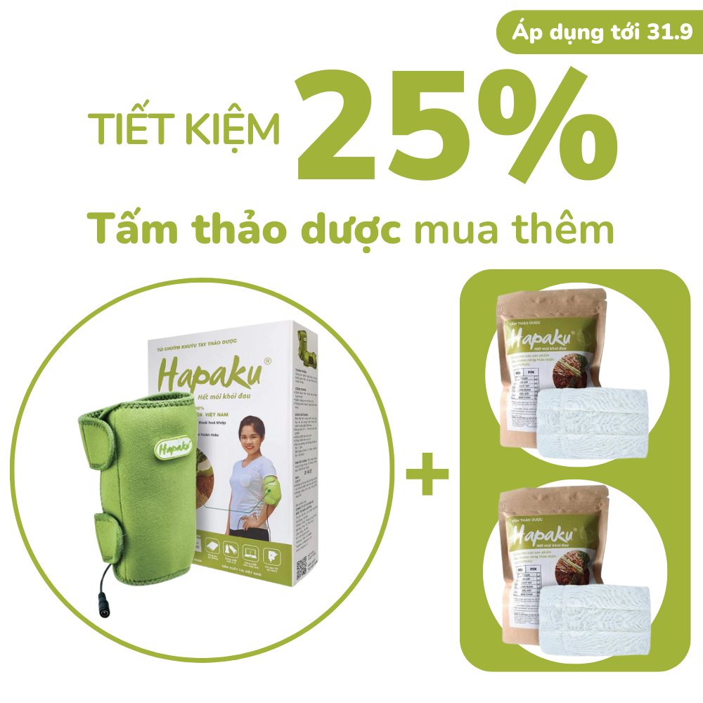 Bộ Đai Chườm Nóng Thảo Dược Giảm Đau Khuỷu Tay Dùng Điện - Hapaku - Bộ Đai 2 Tấm Thảo Dược