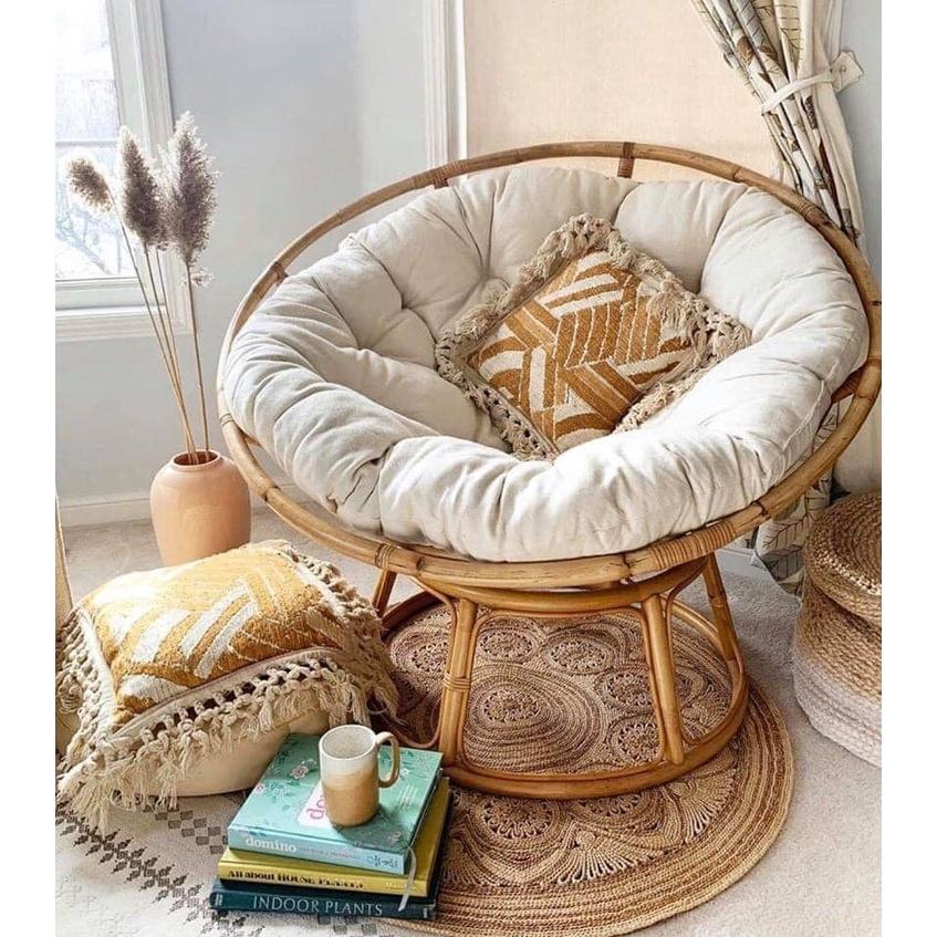 GHẾ THƯ GiÃN PAPASAN &quot;100CM&quot; KÈM VẢI BỐ CAO CẤP&quot; CAM KẾT MÂY 100%&quot; GHẾ LƯỜI, GHẾ CHO BÉ, GHẾ MÂY