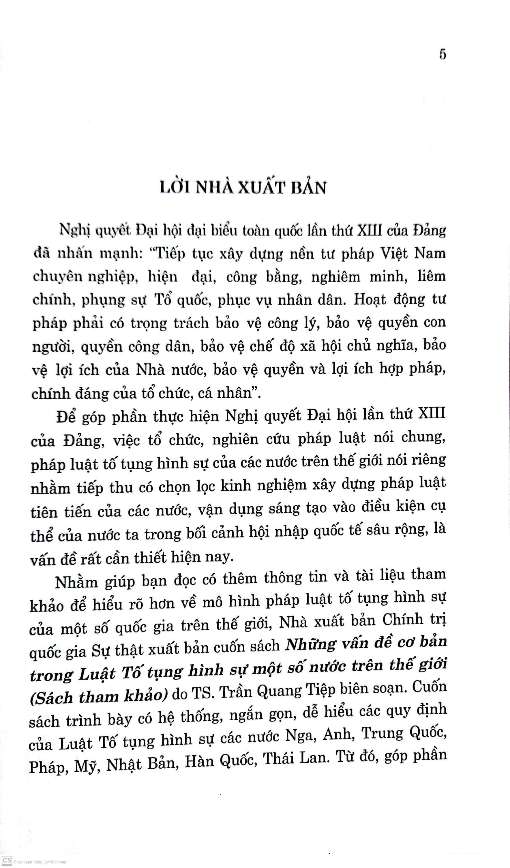 Những vấn đề cơ bản trọng Luật Tố tụng hình sự một số nước trên thế giới