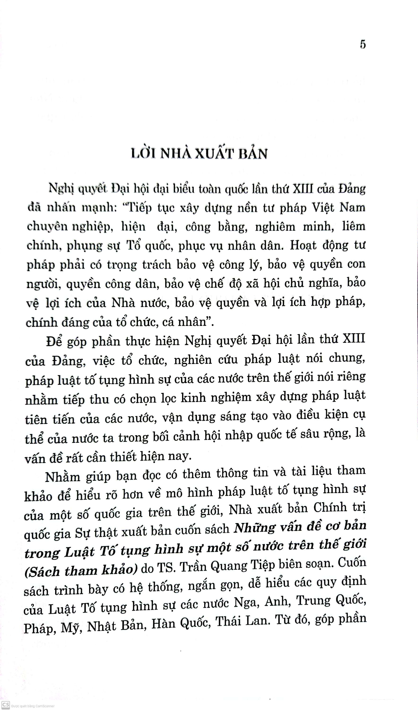 Những vấn đề cơ bản trọng Luật Tố tụng hình sự một số nước trên thế giới (sách chuyên khảo)