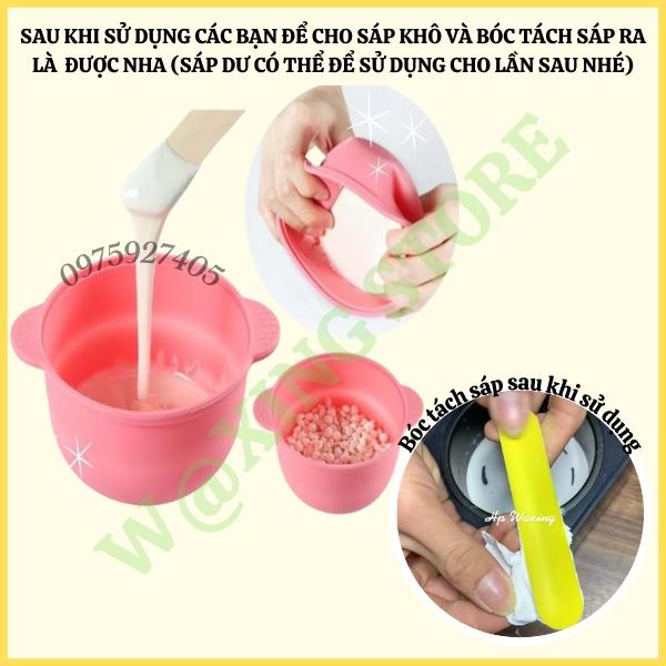 Combo sáp wax thơm kèm Bát silicon + Mỡ trăn tặng que gỗ