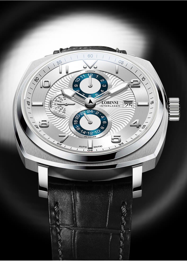 Đồng hồ nam Lobinni No.16053-7 Chính Hãng Thụy Sỹ, BH 24T, Kính Sapphire Chống Xước, Chống Nước 50M, Dây Thép Đặc 316L