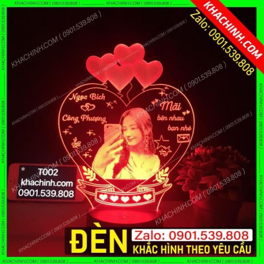 Đèn ngủ khắc hình Chân Dung theo yêu cầu Làm quà tặng sinh nhật Mẫu T002-G có Remote thay đổi 16 màu