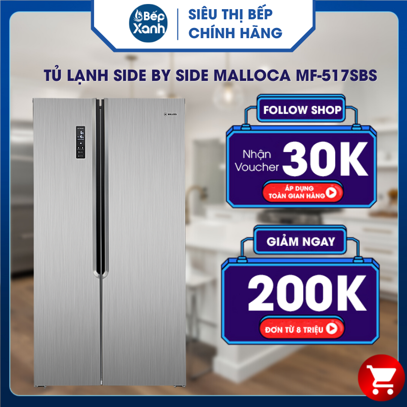 Tủ lạnh Side by Side Malloca MF-517SBS - Hàng Chính Hãng