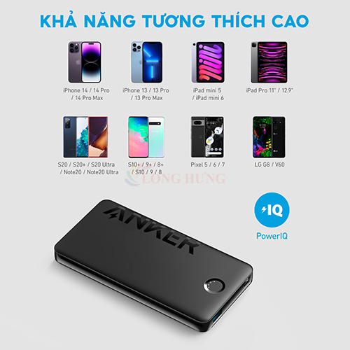 Sạc dự phòng Anker 323 PowerCore PIQ 1USB 1Type-C 12W 10000mAh A1334 - Hàng chính hãng