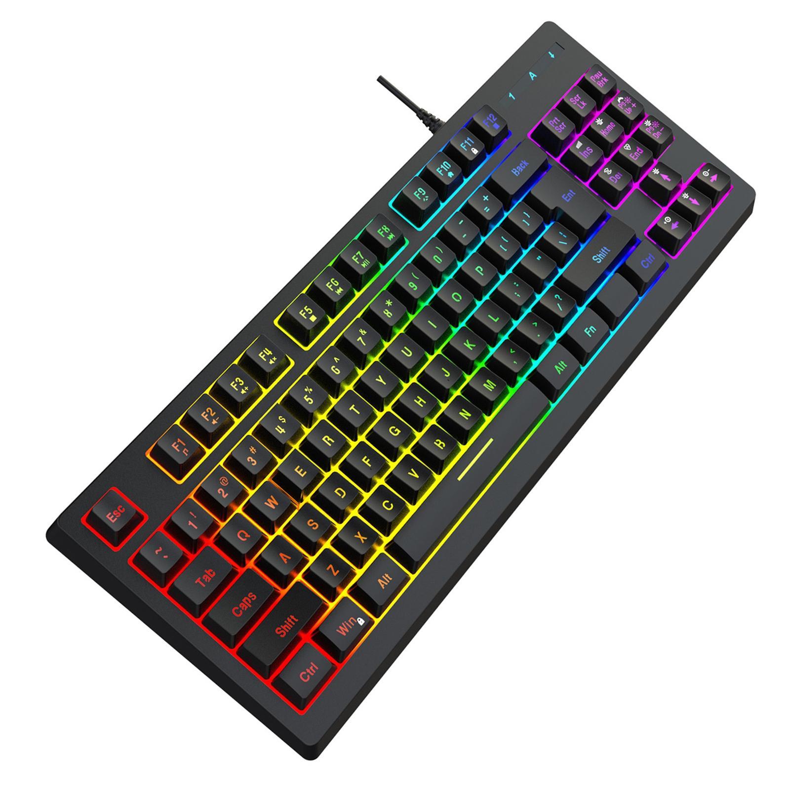 87Keys Wired Gaming Keyboard Long Light for Office