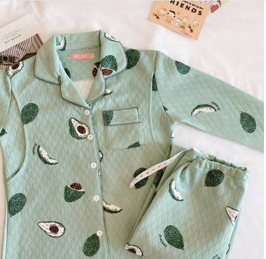 Bộ  đồ bầu, sau sinh cho con bú_Pijama trần bông BƠ XANH