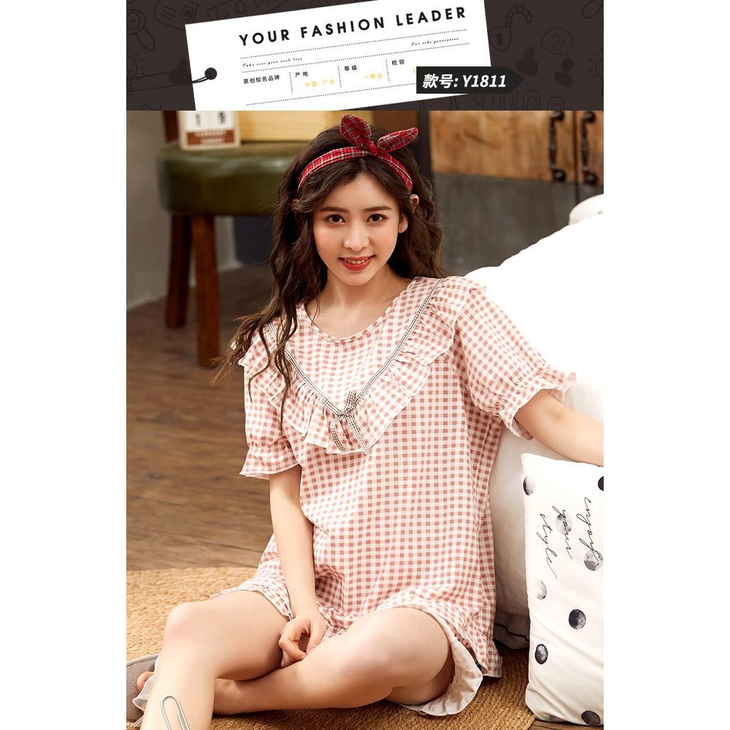 Bộ karo đũi nhún bèo tiểu thư MS091