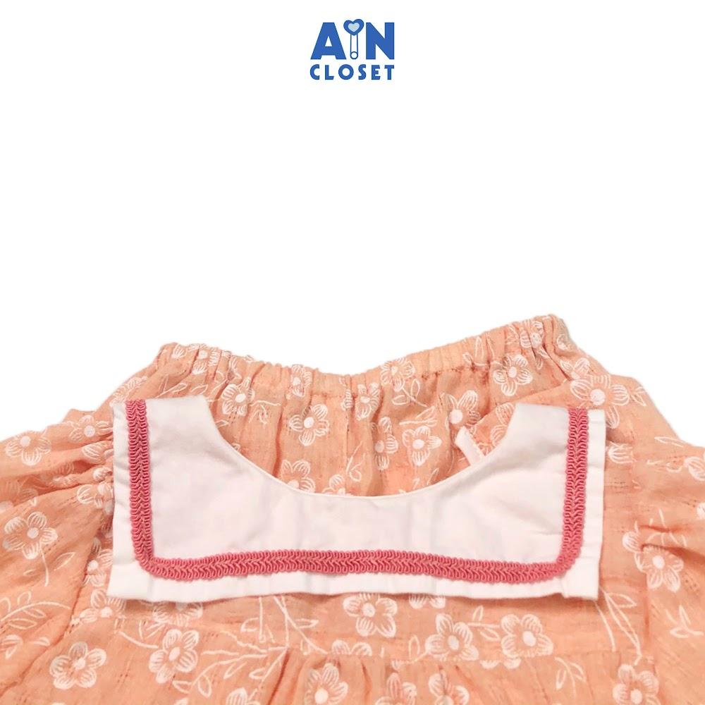 Bộ quần áo dài bé gái họa tiết Hoa Ngọc bích cam cổ thủy thủ boi dệt - AICDBGS7XPAF - AIN Closet