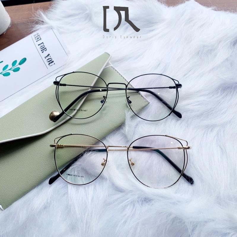 Gọng Kính Nam Nữ Form Tròn Ngố Kim Loại Vàng Đen Thời Trang DORISEYEWEAR