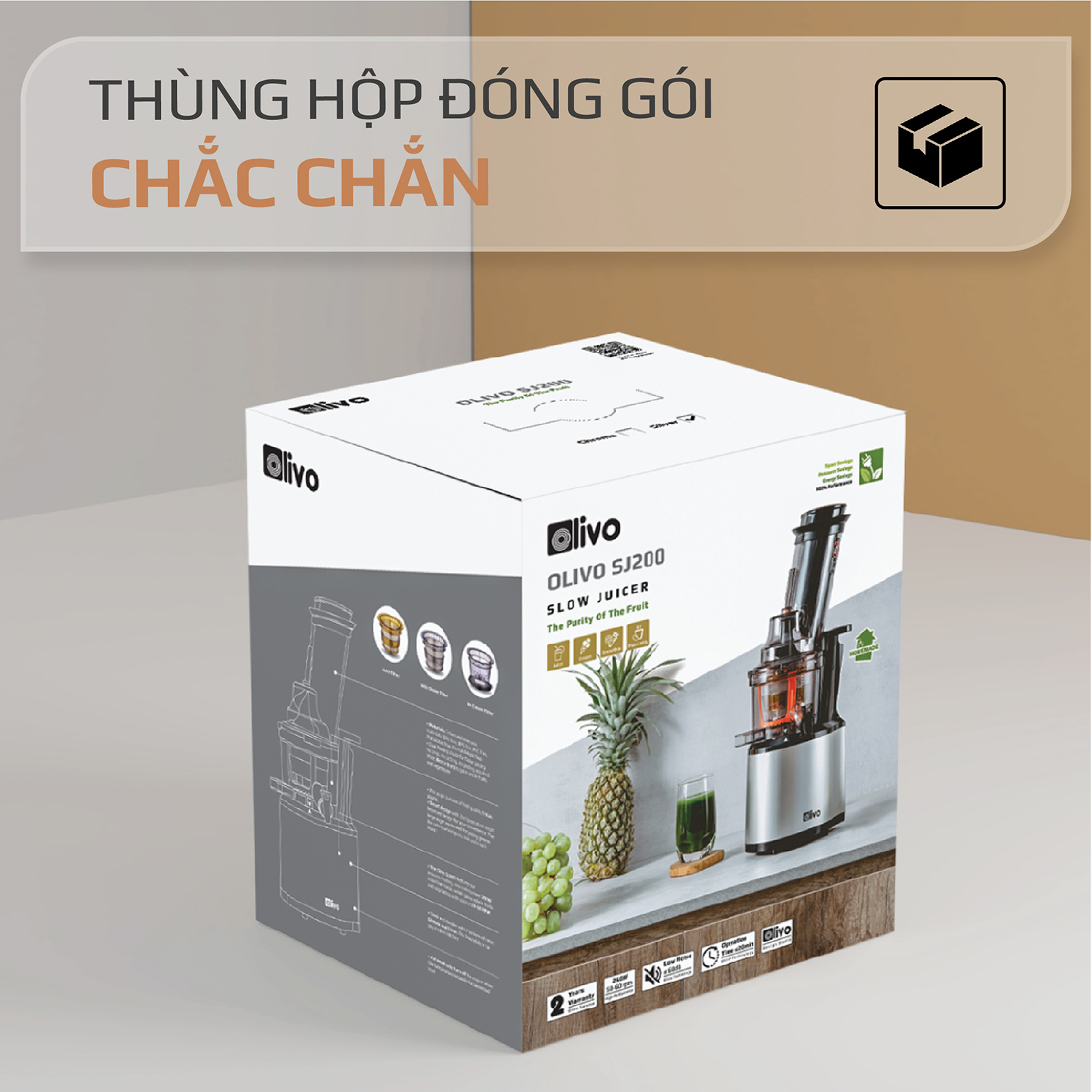 Máy Ép Chậm OLIVO SJ200 [Hàng Chính Hãng] Ép Kiệt Bã 98% - Tốc Độ Chậm 39 vòng/phút - Thương Hiệu Mỹ