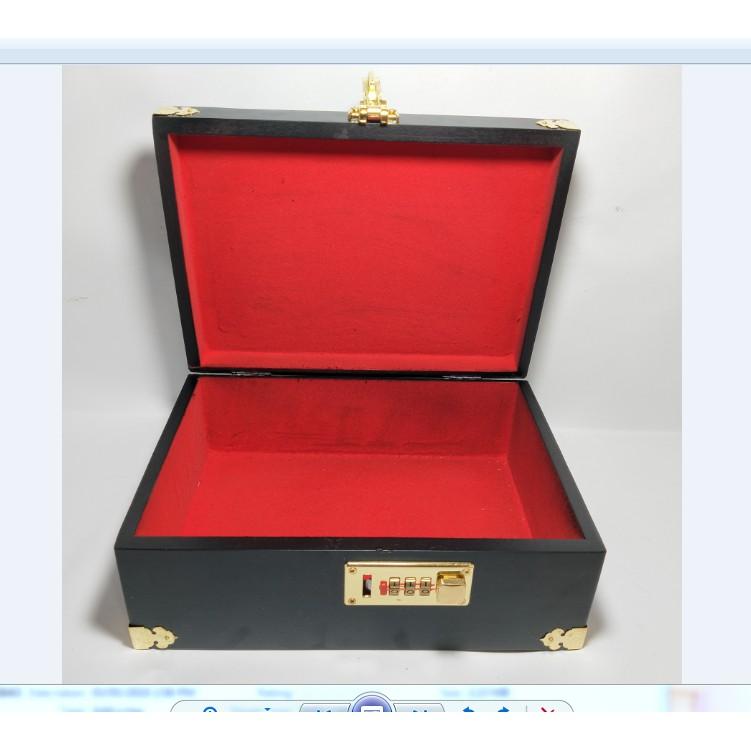 HỘP TRANG SỨC - HỘP ĐỰNG CON DẤU GỖ MUN CAO CẤP CHẠM MẶT KHÓA MÃ SỐ LOẠI 1 - ẢNH THẬT
