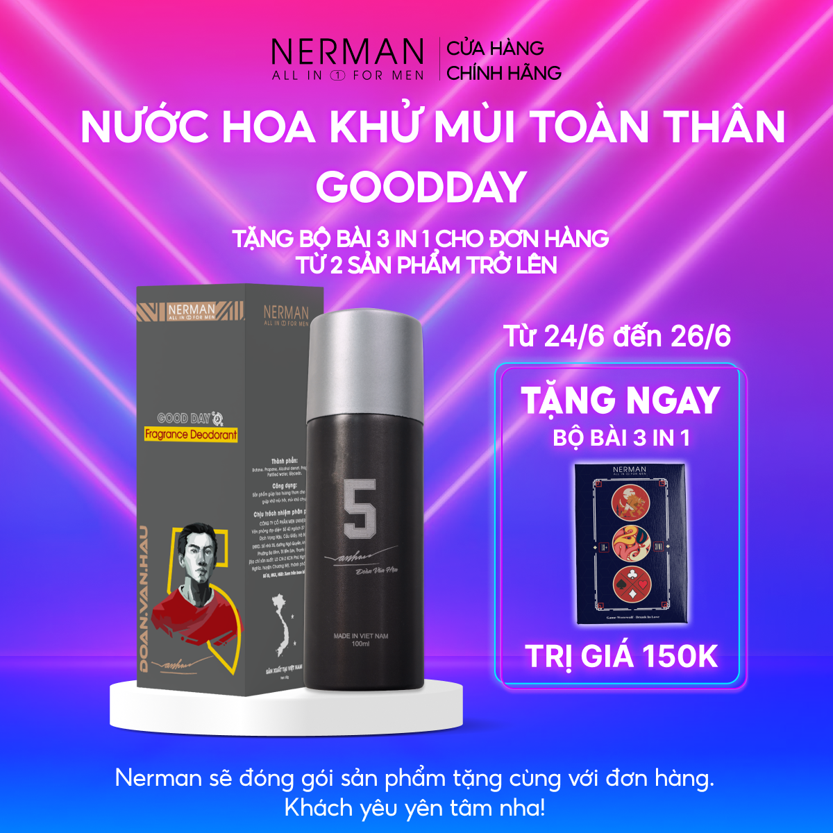 Xịt khử mùi hương nước hoa Pháp Good Day Nerman 100ml