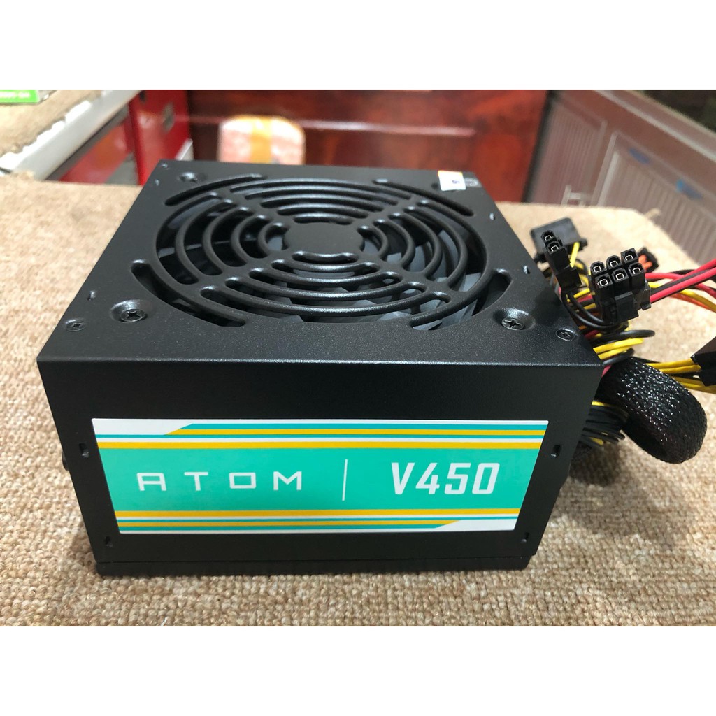 Nguồn máy tính Công suất thực 450W Antec ATOM V450 Chuyên dùng lắp máy bộ game nét, đồ họa và văn phòng sử dụng VGA GTX1060, GTX 1650, GTX1660, RTX2060, và Rx580.. - Hàng chính hãng