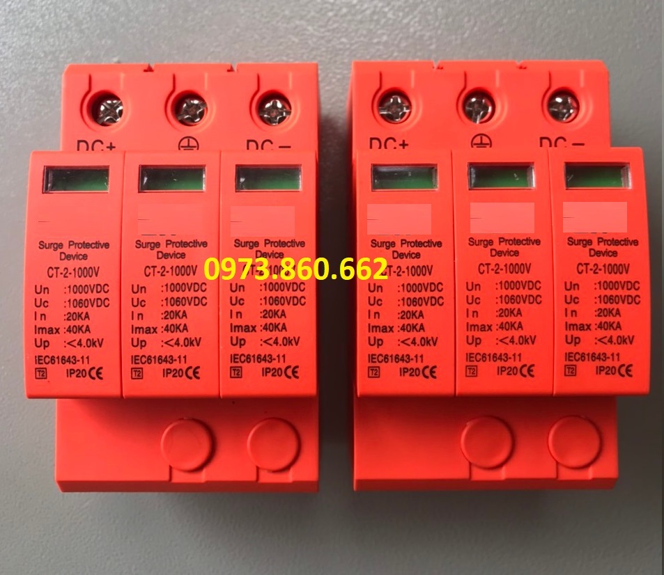 Aptomat DC 4P 1000V + Chống sét DC 3P 1000VDC