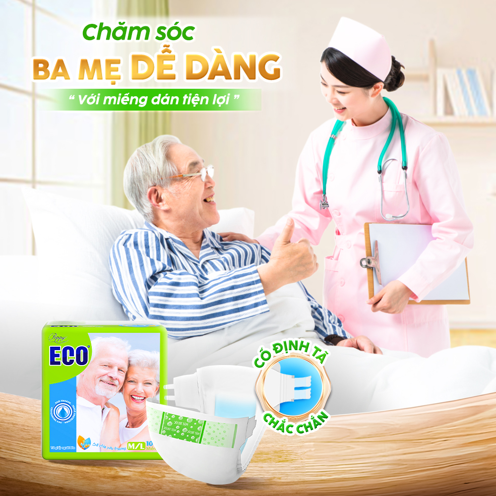 Tã Dán Người Lớn Peppy Eco Siêu Mềm Mại, Siêu Khô Thoáng, Kháng khuẩn Size M/L, L/XL (10 Miếng)