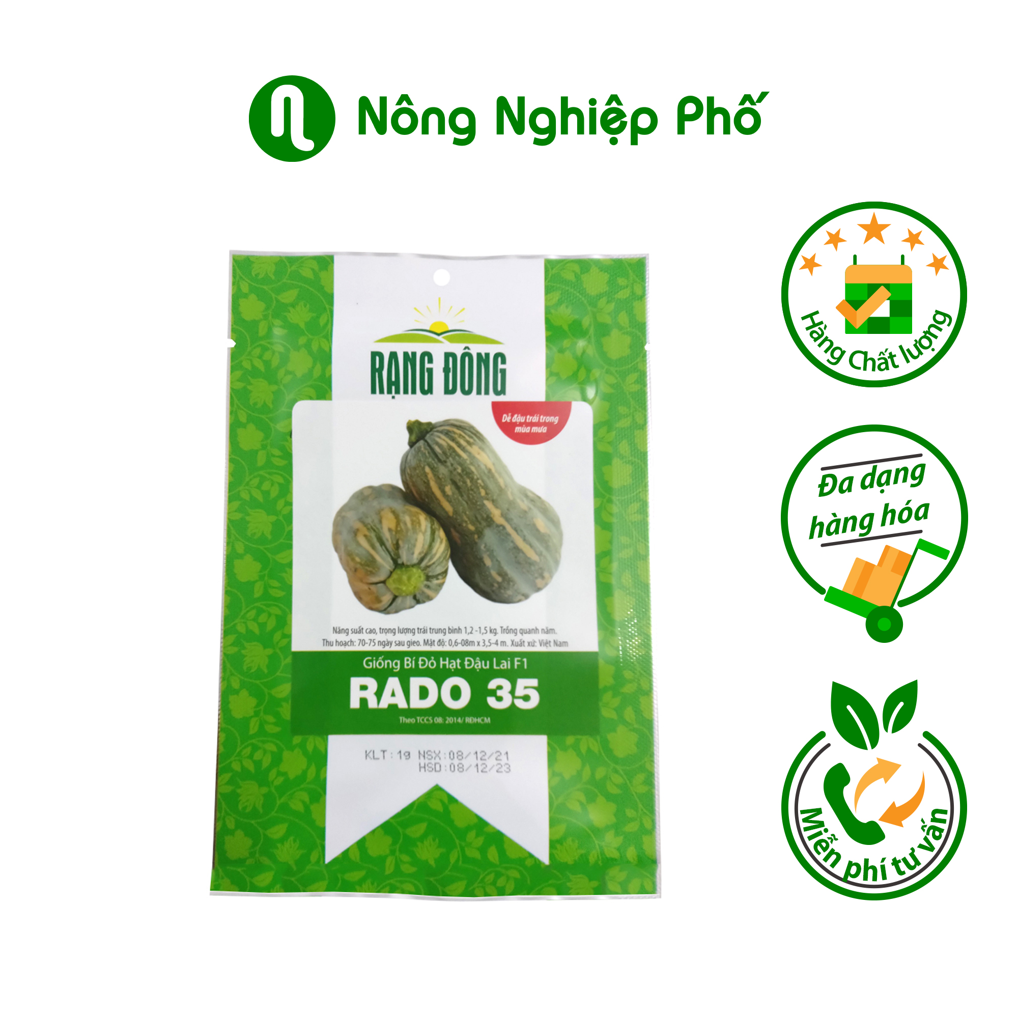 Hạt giống Bí đỏ hạt đậu lai ( Bí đỏ hồ lô ) Rạng Đông - Gói 1gram