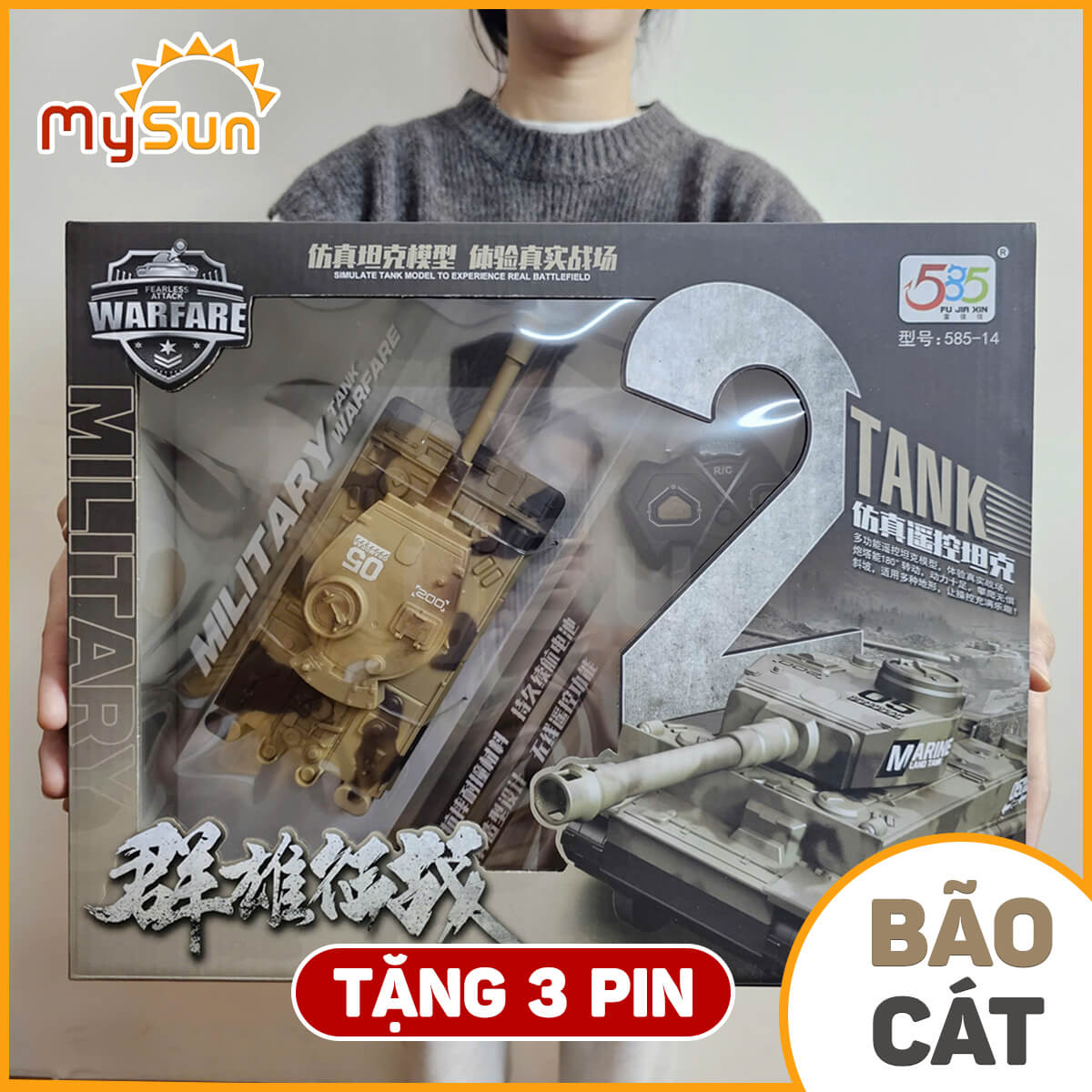 Mô hình xe tăng điều khiển từ xa đồ chơi xe tank cho bé trai MySun