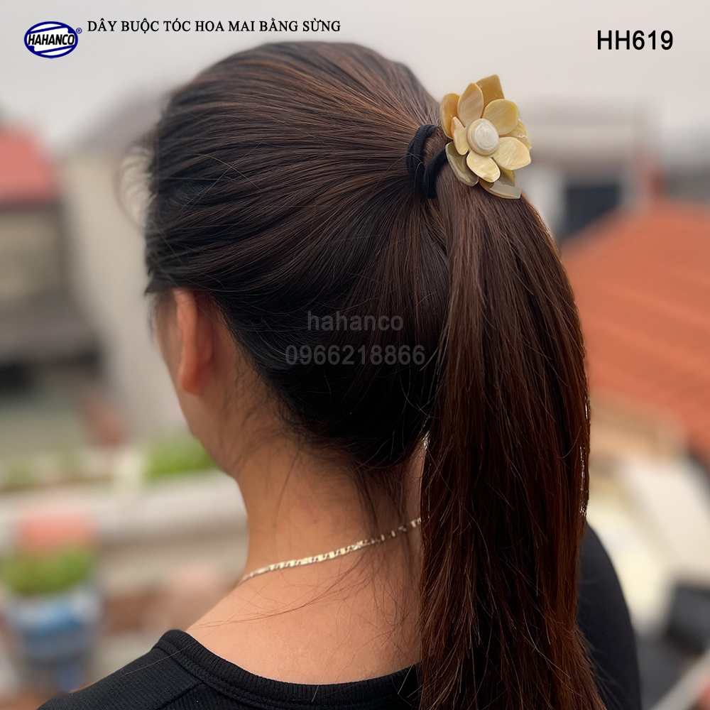 Dây cột tóc hoa mai bằng sừng - phụ kiện tóc độc lạ phong cách Hàn Quốc - handmade đẹp - HH619