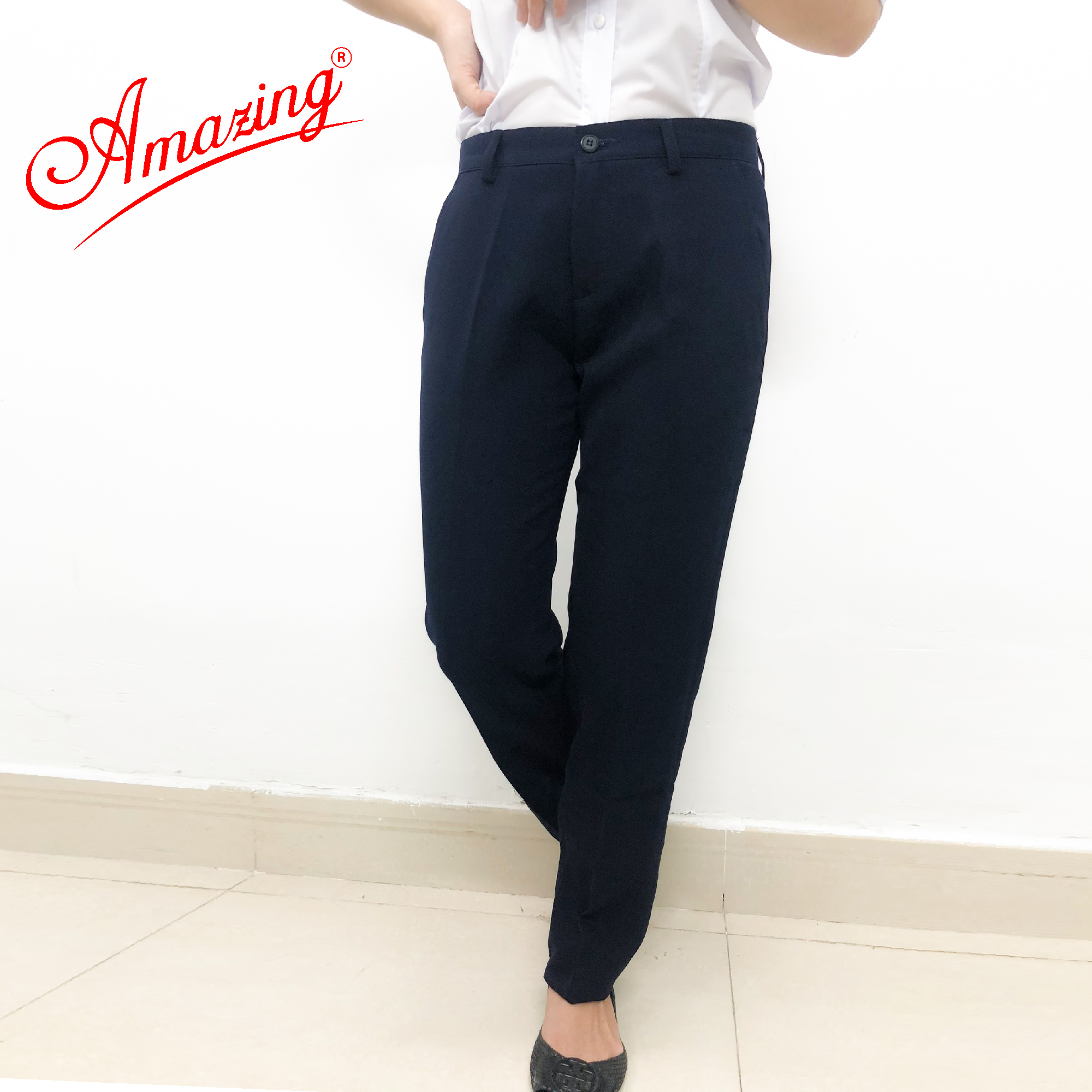 Quần tây nữ Amazing ống đứng, màu xanh và đen, chất liệu tuyết mưa dày mềm, không nhăn, form suông cơ bản, đồng phục học sinh, công sở