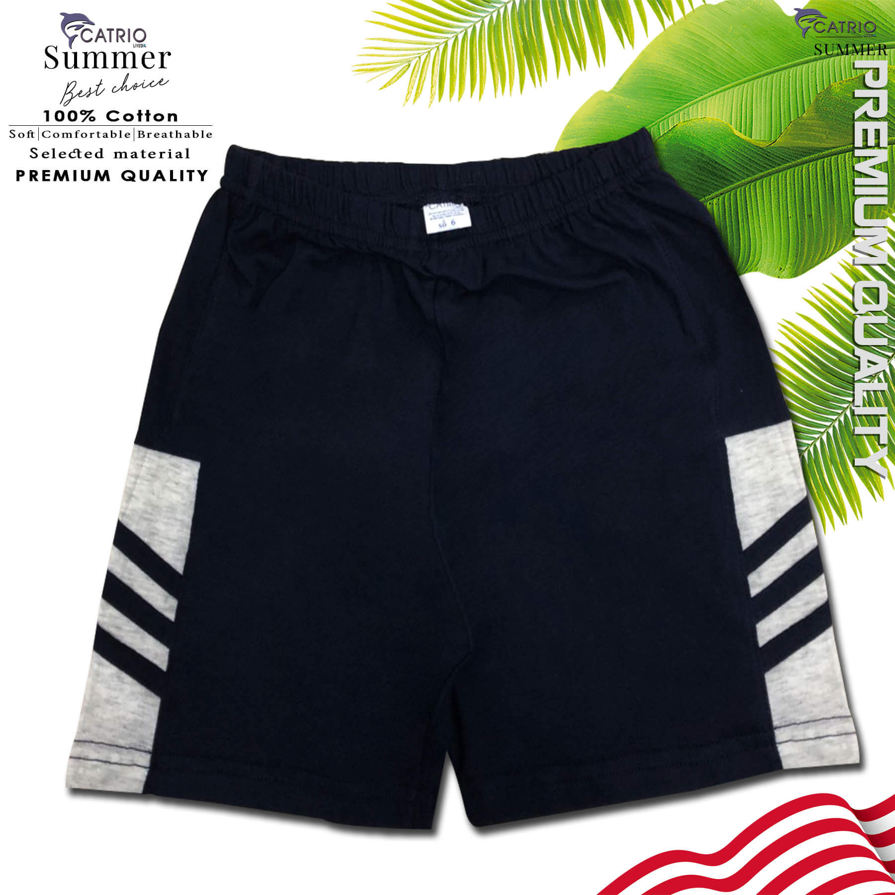 BỘ PHÔNG BÉ TRAI CATRIO là bộ thun trẻ em từ 6T-18T=QUẦN ĐÙI+ÁO NGẮN TAY in ĐẠI BÀNG màu NAVY