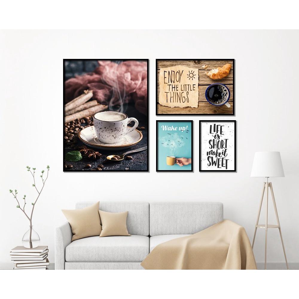 Bộ tranh khung canvas treo tường cafe