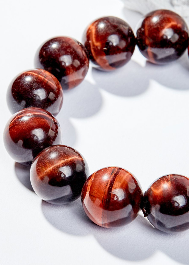 Vòng Tay Phong Thủy Nam Đá Mắt Hổ Nâu Đỏ Mệnh Hỏa, Thổ Ngọc Quý Gemstones