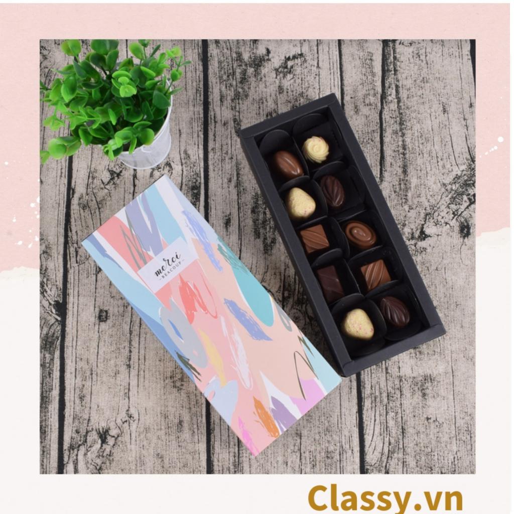 Hộp quà Classy tặng đựng socola, đựng cupcake hình chữ nhật, nhiều họa tiết dễ thương ngọt ngào Q1082