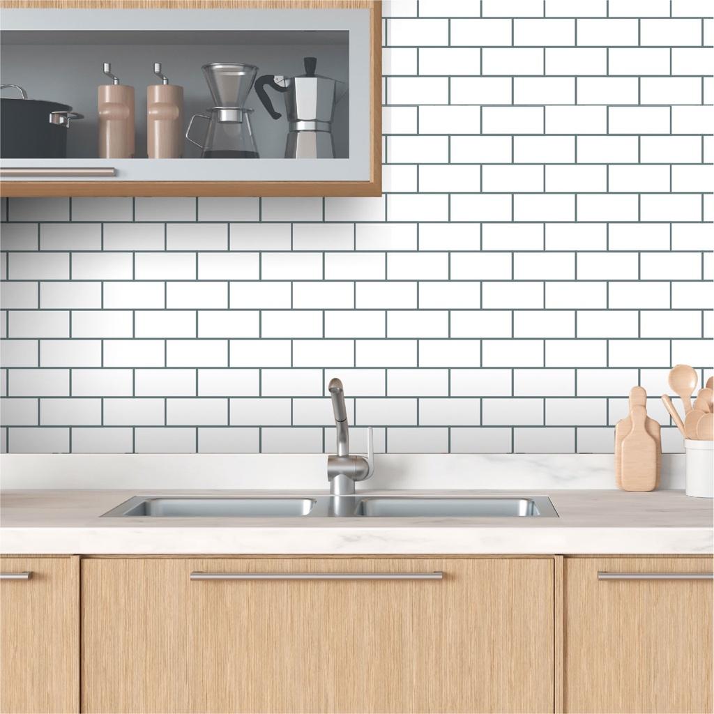 Giấy Dán Bếp chịu nhiệt chống dầu mỡ, dễ lau chùi, decal dán tường bếp giả gạch men Hàng Cao Cấp