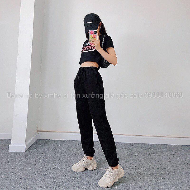 Quần jogger nỉ da cá ống suông bo gấu Unisex kiểu dáng thể thao siêu hot thời trang Banamo Fashion 297