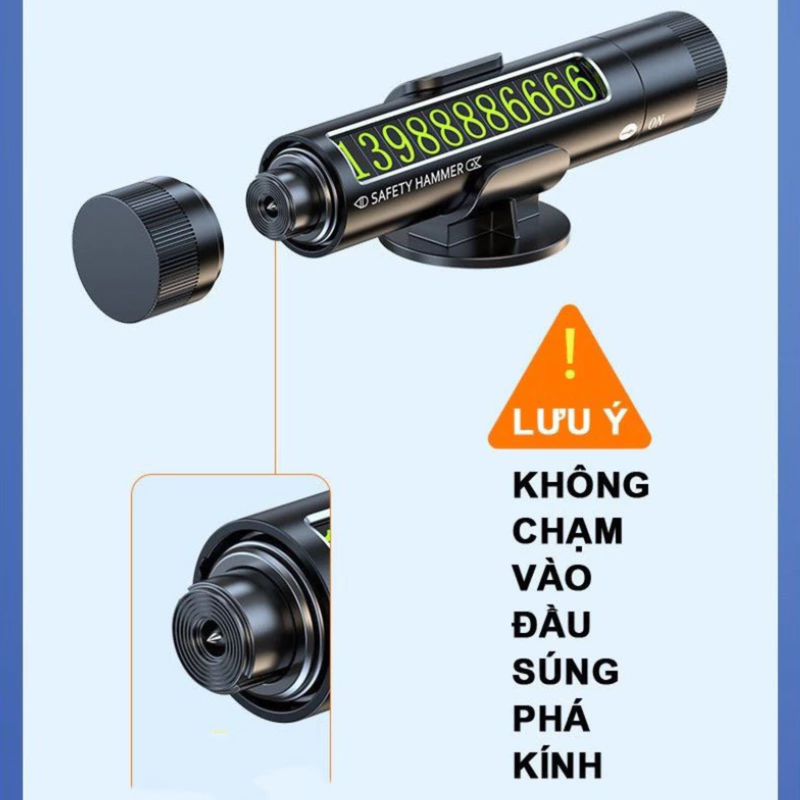 Bảng Ghi Số Điện Thoại Ô Tô 3in1 Kiêm Búa Phá Kính, Dao Cắt Dây Thoát Hiểm Cao Cấp - Hàng Nhập Khẩu