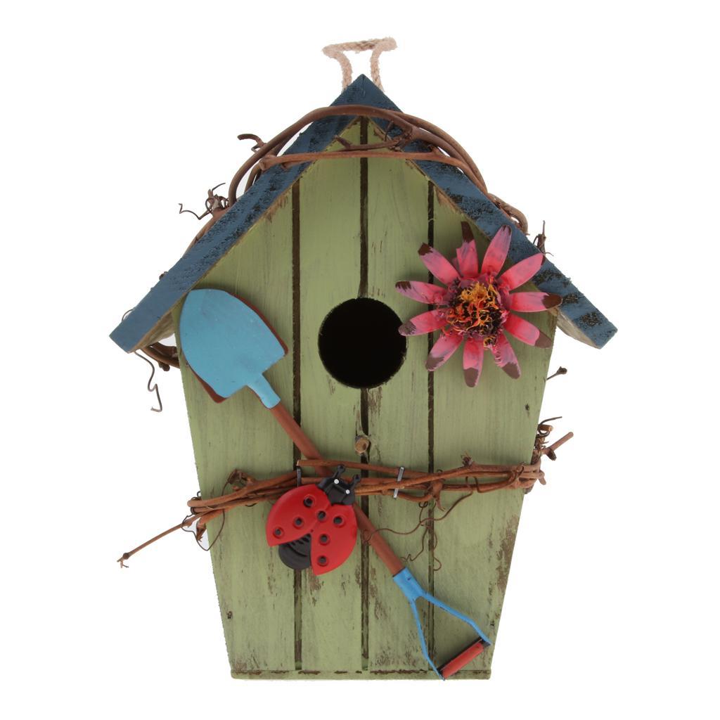 2 x Decorative Bird House, Hanging House Bird Feeder with Hanging Rope