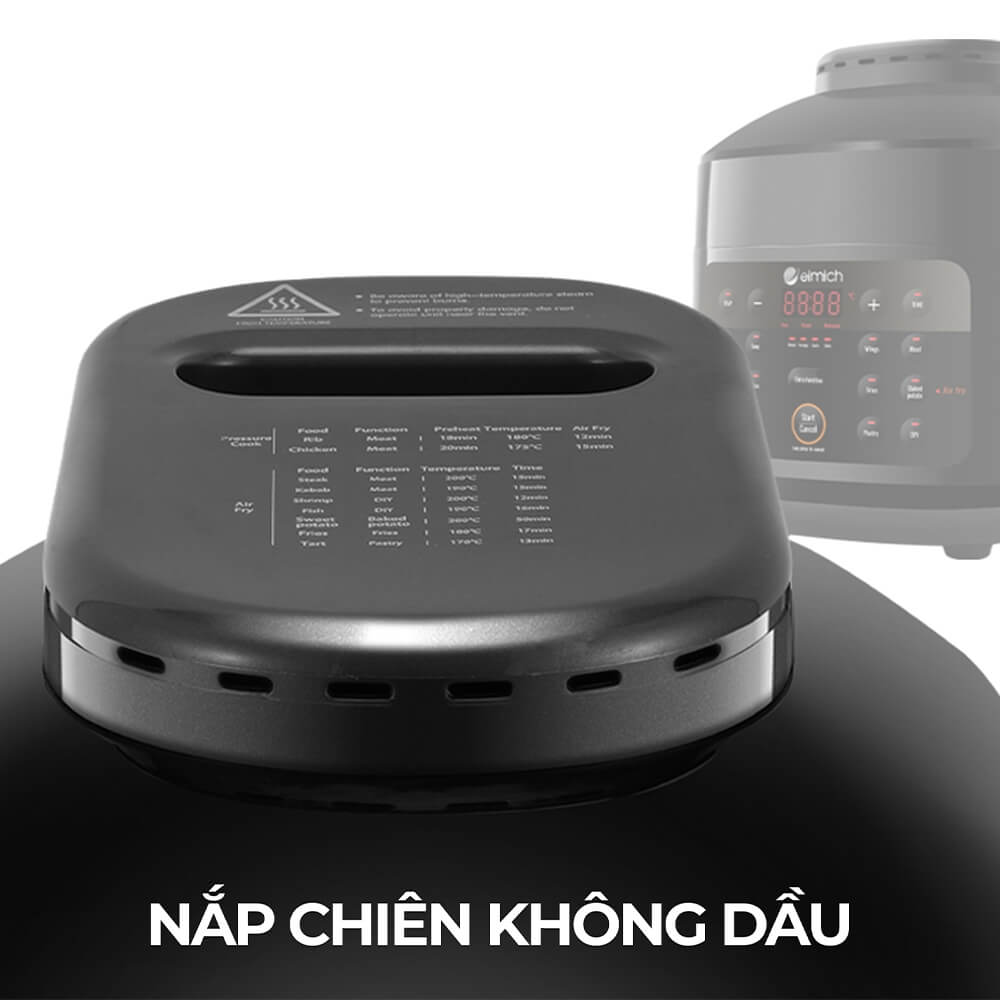 Nồi chiên không dầu 4L Elmich AFE-1808, Hàng chính hãng, kết hợp áp suất đa năng, điều khiển điện tử đơn giản-JoyMall