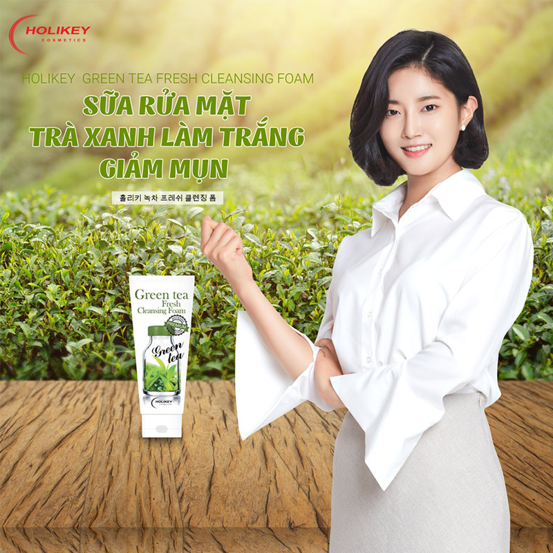 SỮA RỬA MẶT TRÀ XANH LÀM TRẮNG-GIẢM MỤN HOLIKEY GREEN TEA FRESH CLEANSING FOAM