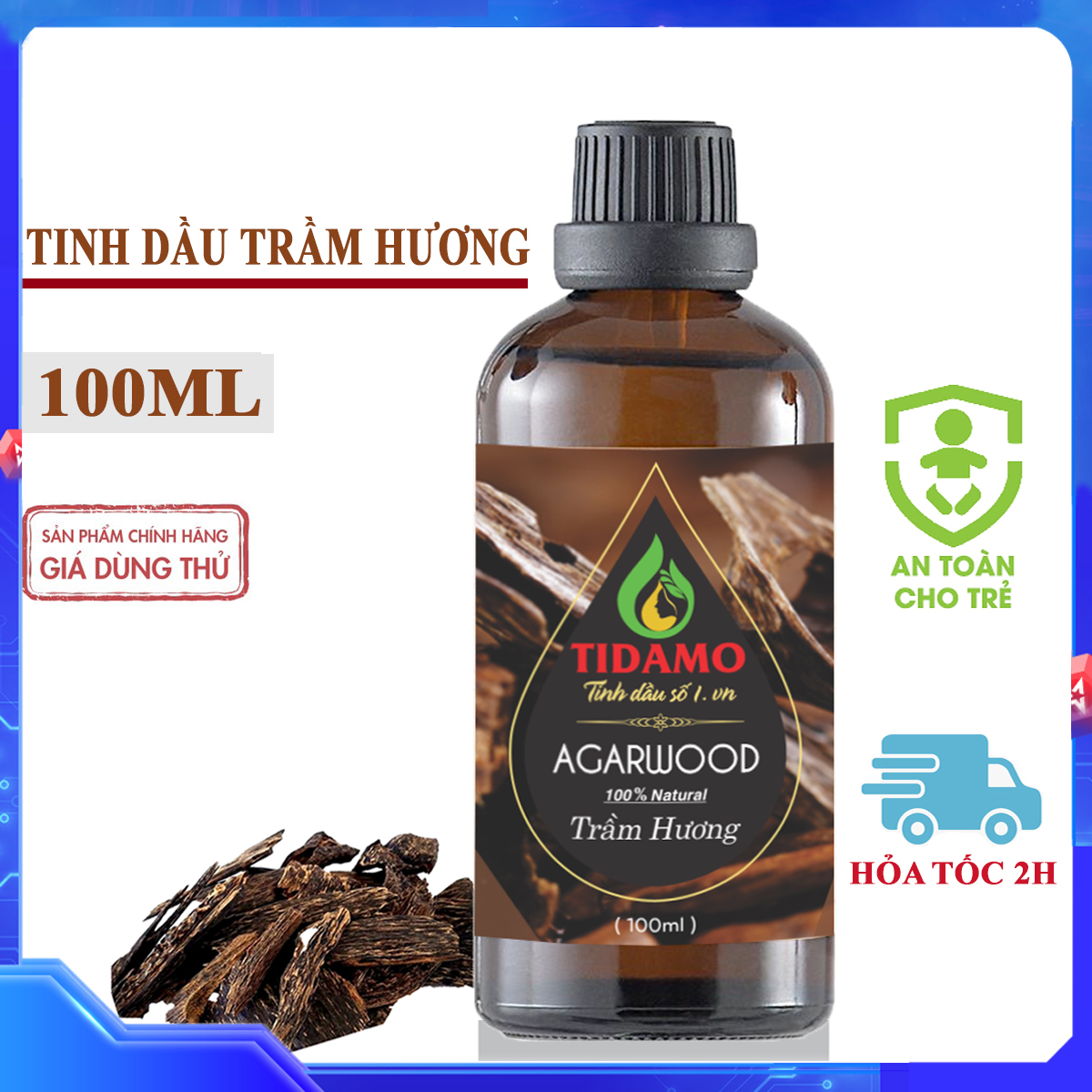 Tinh Dầu Xông Phòng TRẦM HƯƠNG TIDAMO 100ML - Tinh Dầu Trầm Hương Cao Cấp Từ Thiên Nhiên Giúp Bảo Vệ Sức Khỏe, Thư Giãn Và Tĩnh Lặng Tinh Thần - Kiểm Nghiệm Chất Lượng Tại Trung Tâm Quatest 3